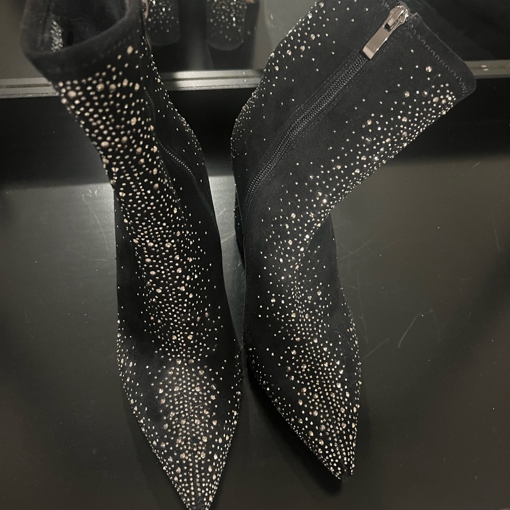 Elegant Black Rhinestone Women's Boots